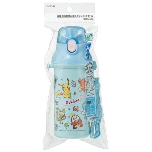 Skater vannflaske 480 ml antibakteriell plast for barn Barnevennlig lett Pokemon Joyful laget i Japan PSB5SANAG-A