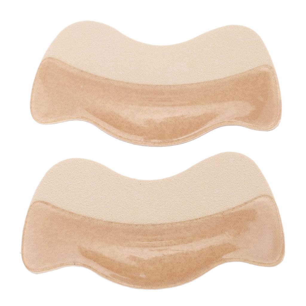 4 Pairs Heel Grips Liner Moon Shaped Cushions Inserts Soft Elastic Self Adhesive Heel Pads for High Heels PU Leather Shoes Apricot