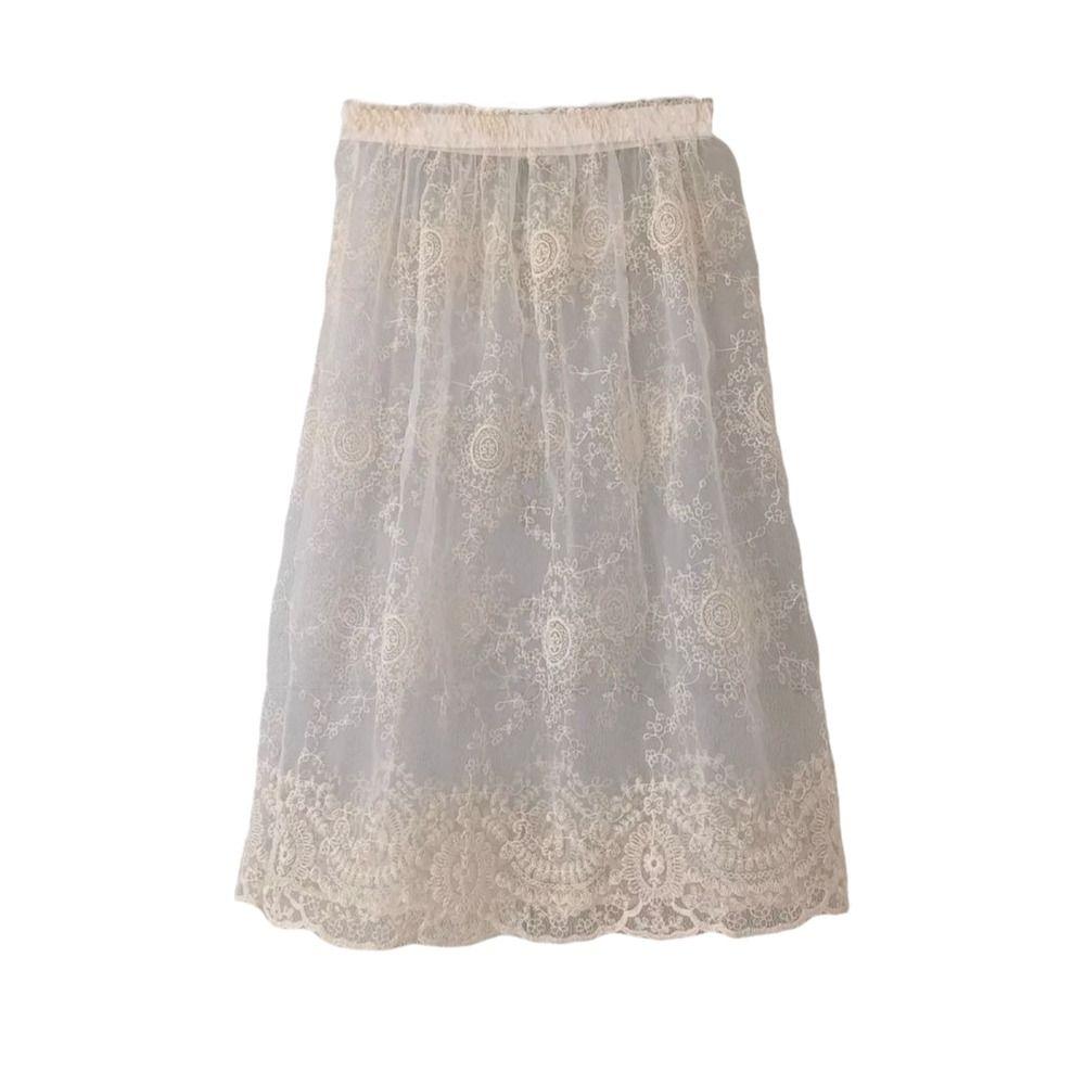 Langer Spitzen-Unterrock-Slip Hohe Taille Netz-Unterrock-Slip Kleid Sicherheitsrock Petticoat Damen