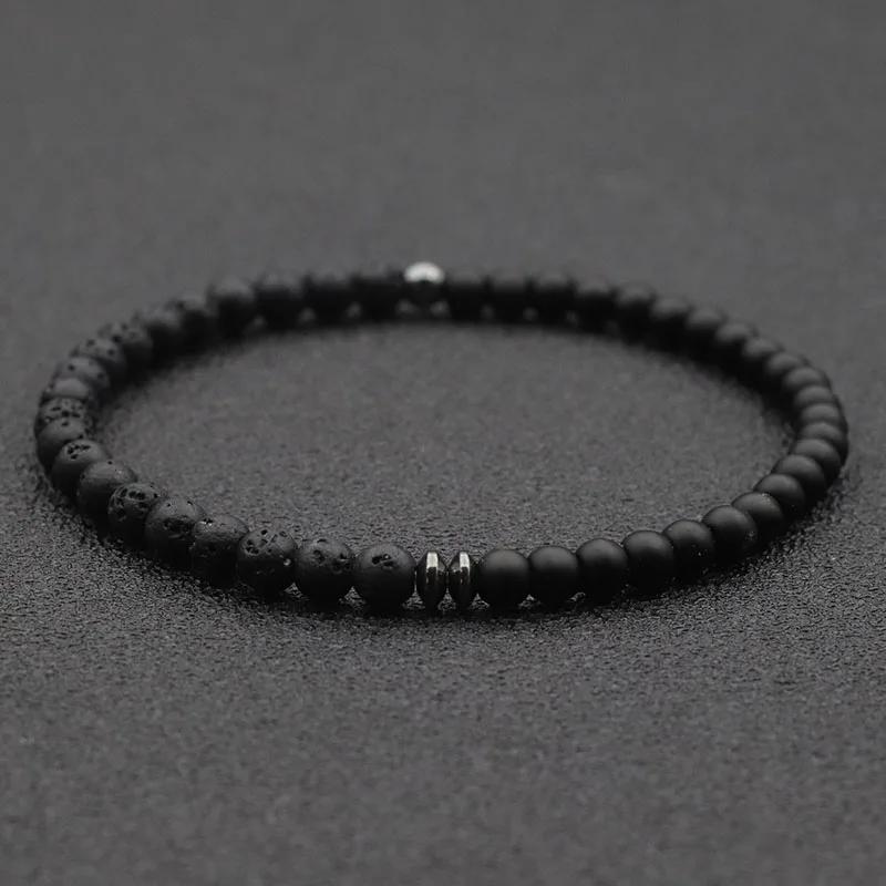 Fashion 4mm Beads Bracelet Unisex Natural Map Volcanic Stone Braclet Meditation Yoga Hematite Braslet Handmade Jewelry