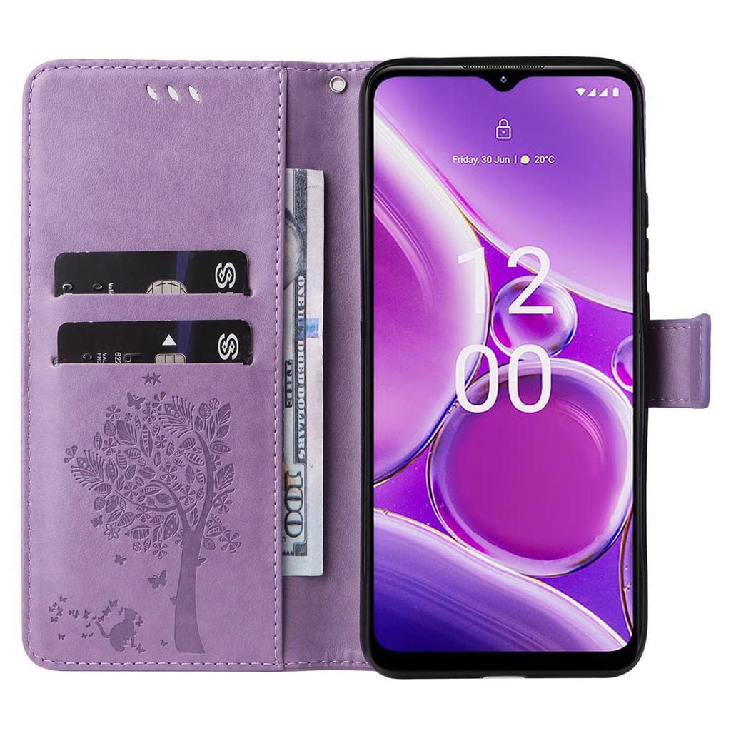 Für Nokia G42 Handyhülle mit Ständer Katzenbaum Muster Leder Brieftasche Handyhülle