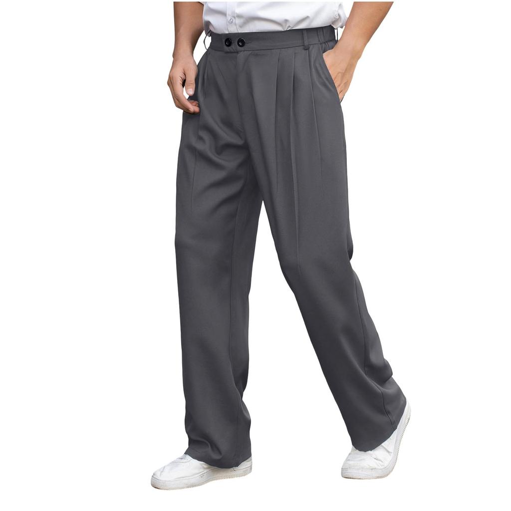 Men's Drapey Smart Casual Pants, Loose Fit Work Trousers