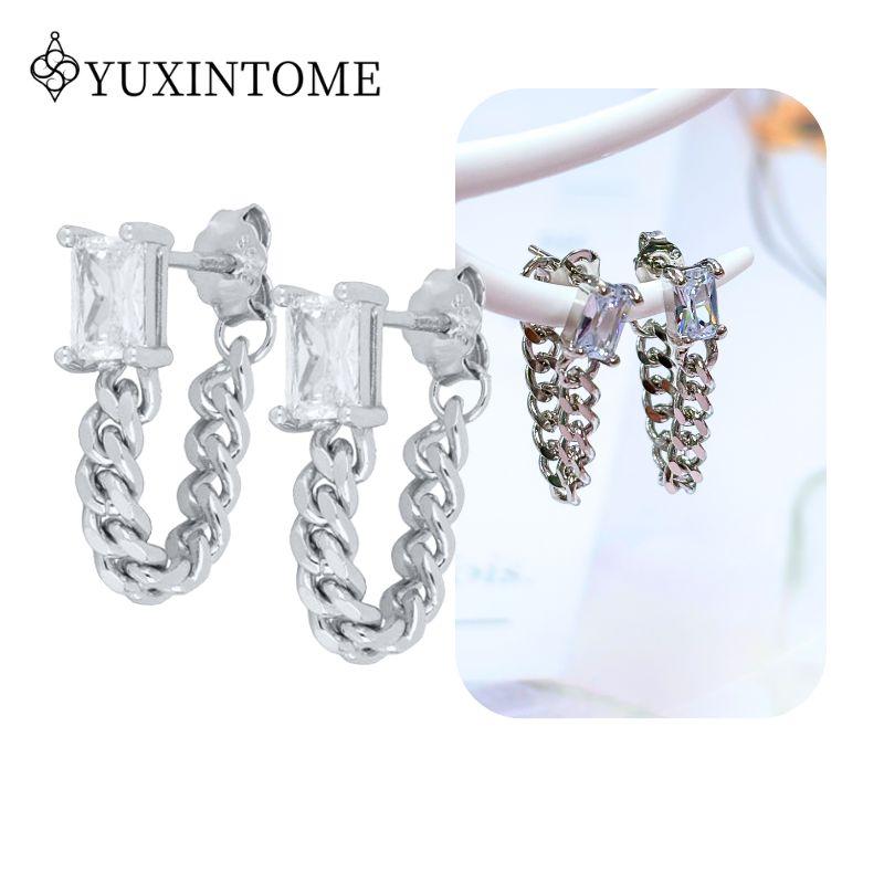 925 Silver Ear Needle Crystal White Zircon Silver Series Tassel Drop Earrings Luxury Fashion Party Jewelry Accessories