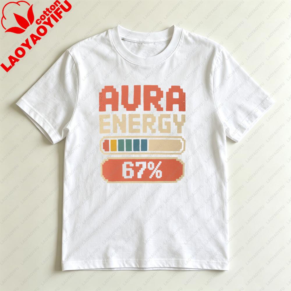 Aura Energy Pixel Design Unisex Tshirt Cotton Short Sleeve Casual Fashion Harajuku Aesthetic Summer Top Gift For Her
