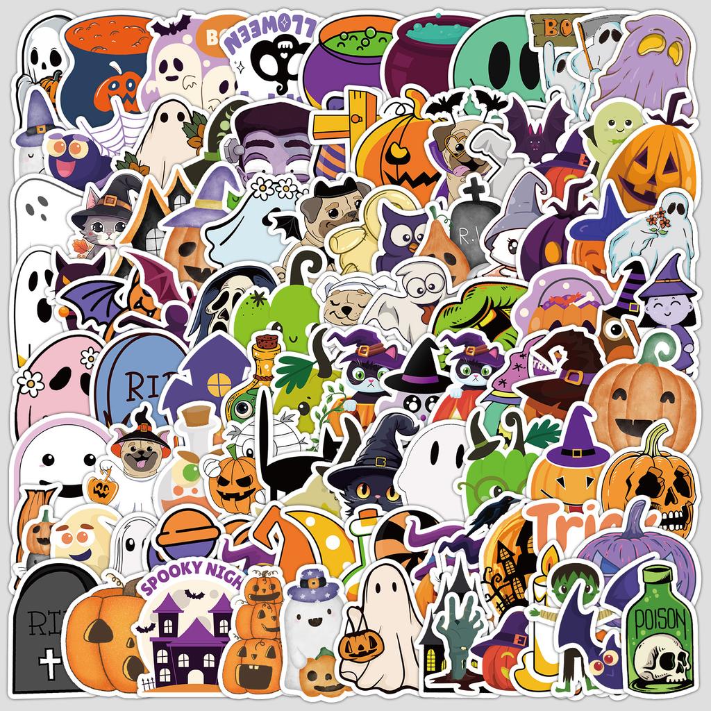 100 Halloween Series Graffiti Stickers Water Cup Suitcase Waterproof Decorative Stickers Holiday Stickers