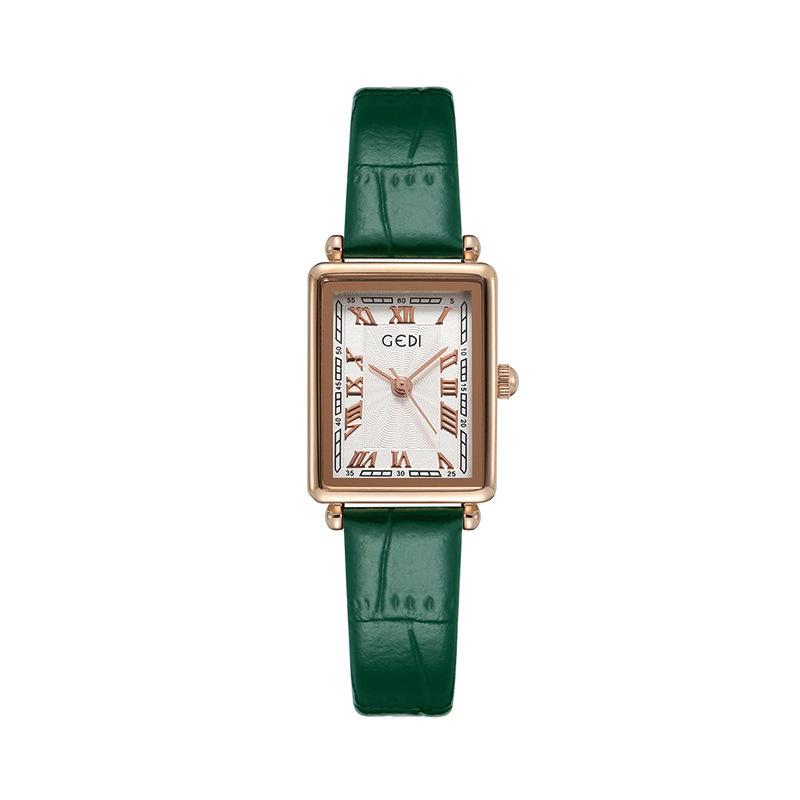 Ladies Roman Vintage Small Square Plate Student Versatile Bamboo Pattern Belt Quartz Waterproof Watch