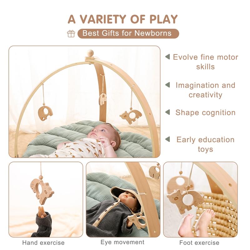 Wooden Fitness Rack Children Room Decorations Baby Play Gym Activity Pendants Wooden Hanger Mobile Crib Newborn Gift