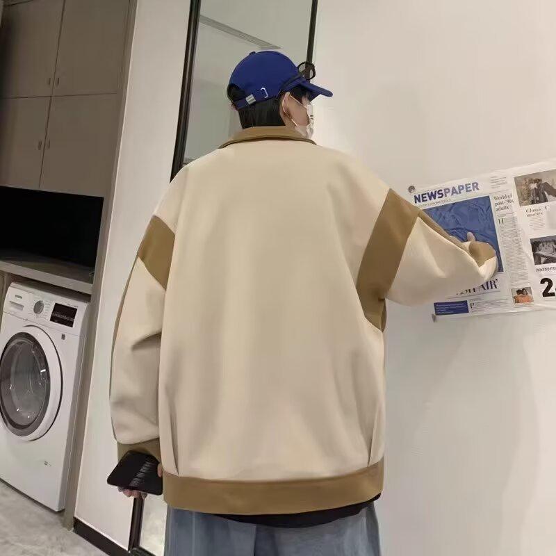 2025 Korean-Style High-End Loose Patchwork Fabric Windbreaker - Autumn/Winter Trendy Short Jacket