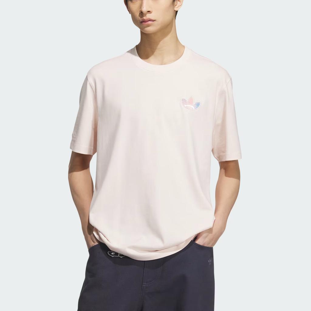 Adidas Originals Soft And Comfortable Knitted Simple Short Sleeve T-Shirt Men Tops Mystic-Quartz KC3121