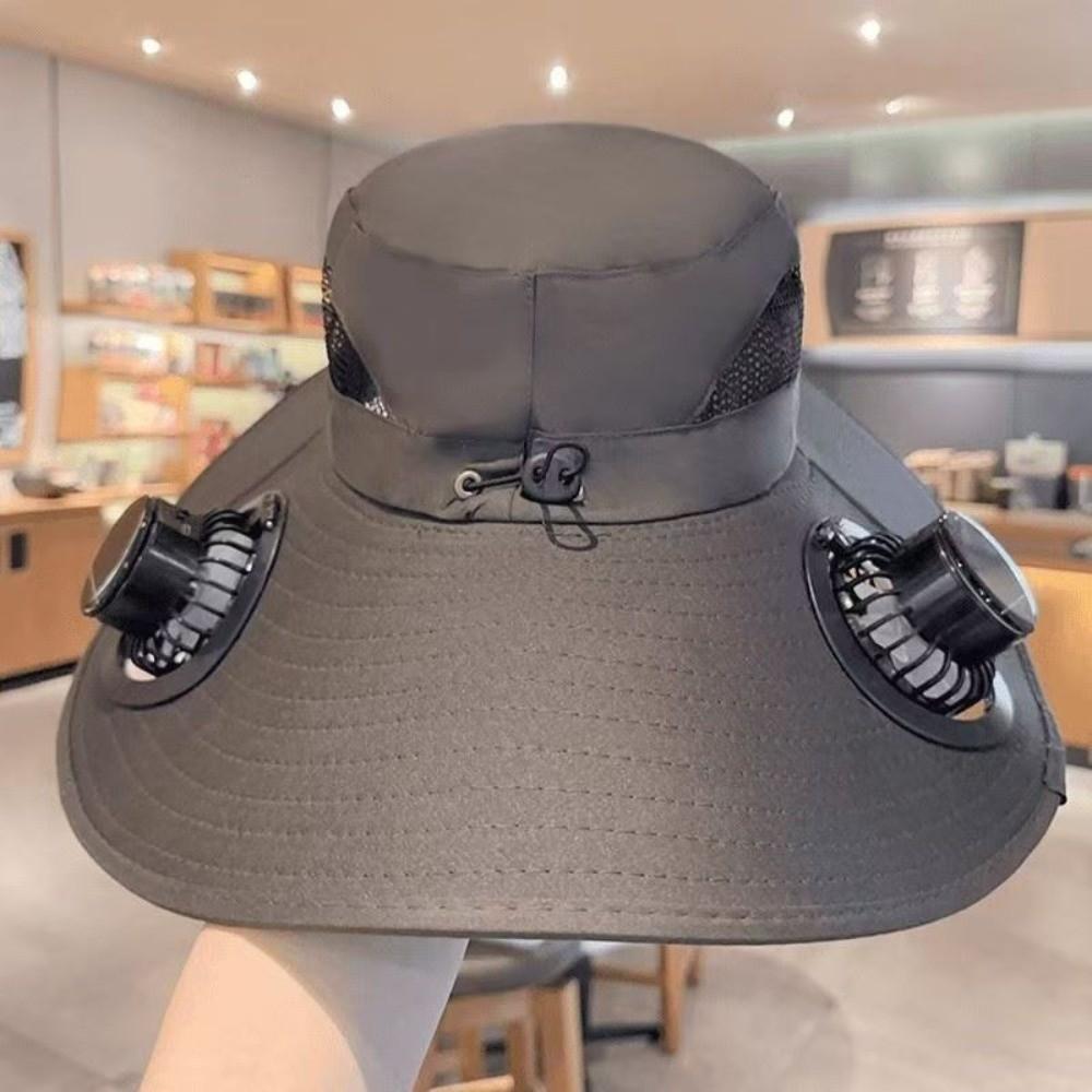 Quick Dry Solar Fan Hat Wide-brimmed Sun Hat New Fisherman Hat  Outdoor Hiking Camping Fishing зелёный