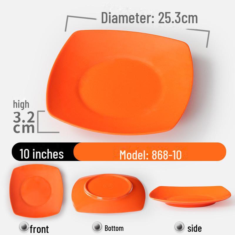 Shatter-Resistant Melamine Square Plate - Durable Imitation Porcelain for Restaurants and Hotels.