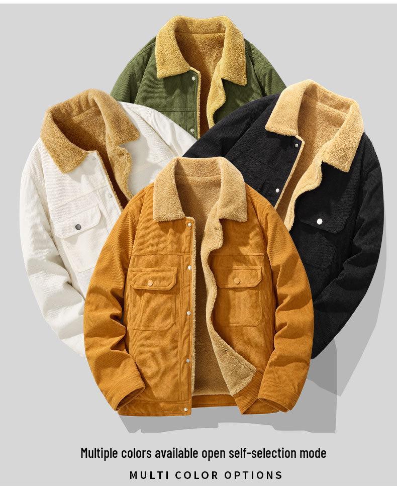 2025 Men's Corduroy Jacket with Lambswool Lining - High-Quality Autumn/Winter Coat