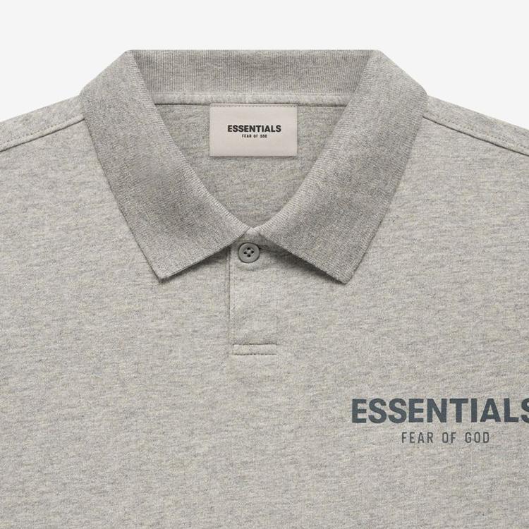 Fear of God Essentials Fall/Winter 2021 Short Sleeve Polo Shirt Unisex Tops Dark-Heather-Oatmeal FOG-FW21-595