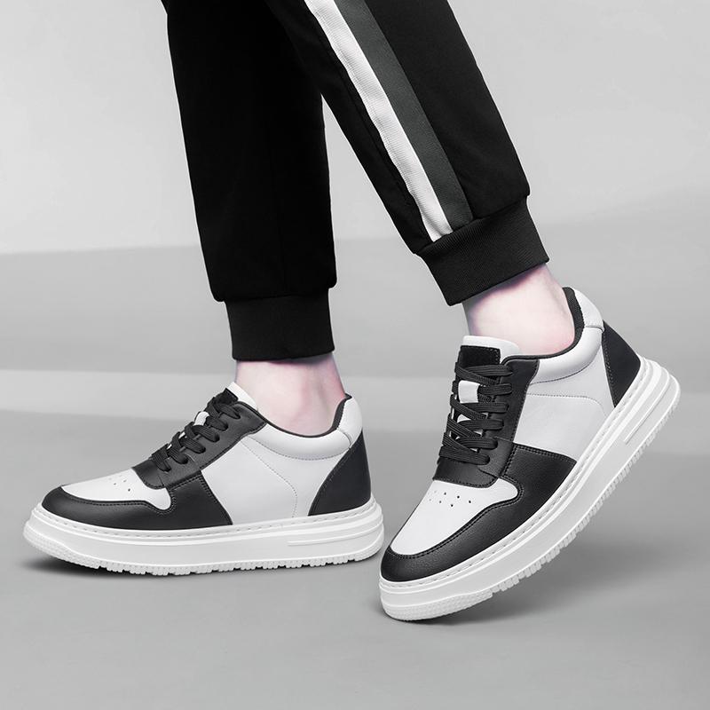 Scarpe da Ginnastica con Zeppa in Pelle Taglia Grande 47 Uomo Comode Traspiranti Scarpe Casual Soletta Rialzante 8cm Rialzo Scarpe da Uomo