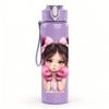 1PC Cute Girl Two Ponytails Portrait Print 750ml Color Plastic Sports Water Bottle Leakproof Flip Straw Lid Suitable for Sports Office Home Use