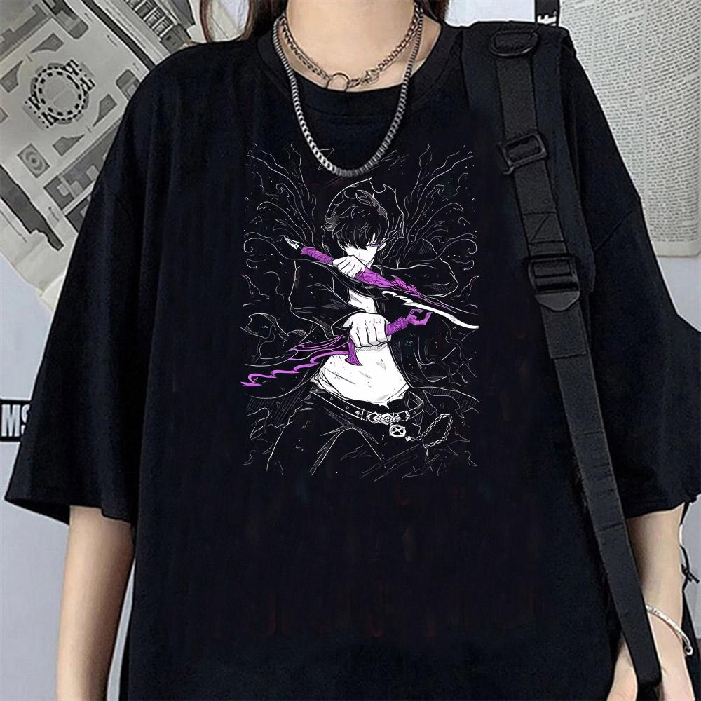 Solo Leveling T-Shirt Sung Jinwoo New Anime Manga Tshirt Men Women Clothing Short Sleeve Cartoon T Shirt