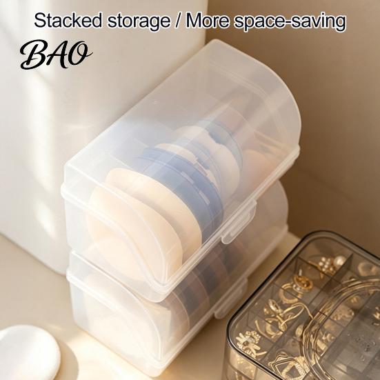 Makeup Sponge Holder Powder Puff Storage Box, Flip-top Lid Transparent Holder, Stackable Vanity Organizer Cosmetic Case for Dressing Table And Travel
