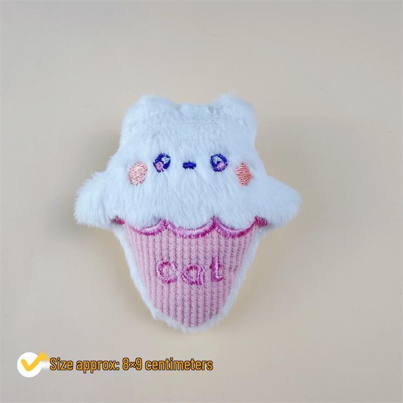 

Cartoon Plush Ice Cream Cone Pendant - Bag Charm & Accessory for Clothing, Hats, and Gifts. Back Opening [Auxiliary Material]