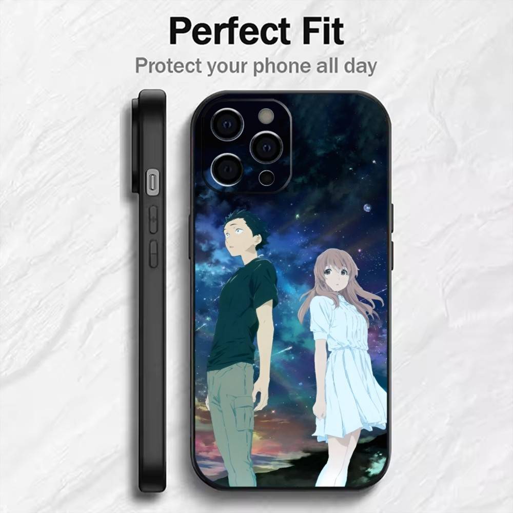 K-Koe no Katachi Anime A Silent V-Voice Phone Case For iPhone17,16,15,14,13,12 Plus,Max Soft Silicone Black Cover iPhoneXSMAX