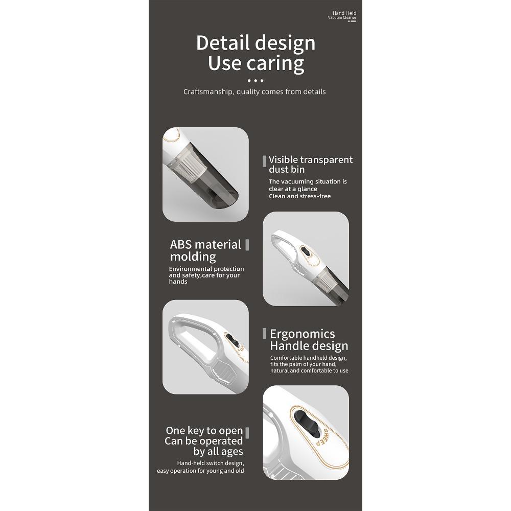 Handdammsugare Fordon Bärbar Trådlös Hushåll Liten Högsug Mini Högeffekt Mute Dammsugare