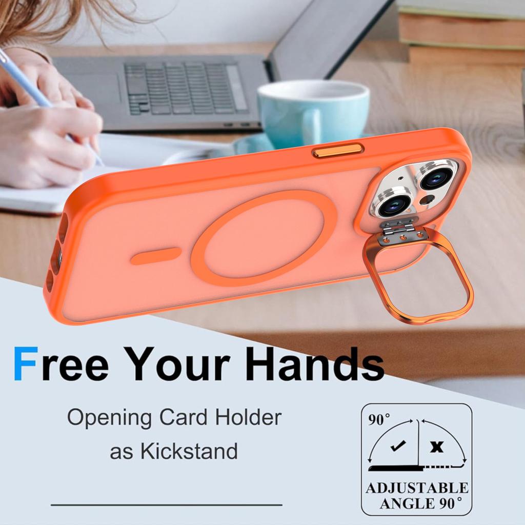 For iPhone 14/13 Case Foldable Kickstand Matte PC + TPU Phone Cover Compatible with MagSafe