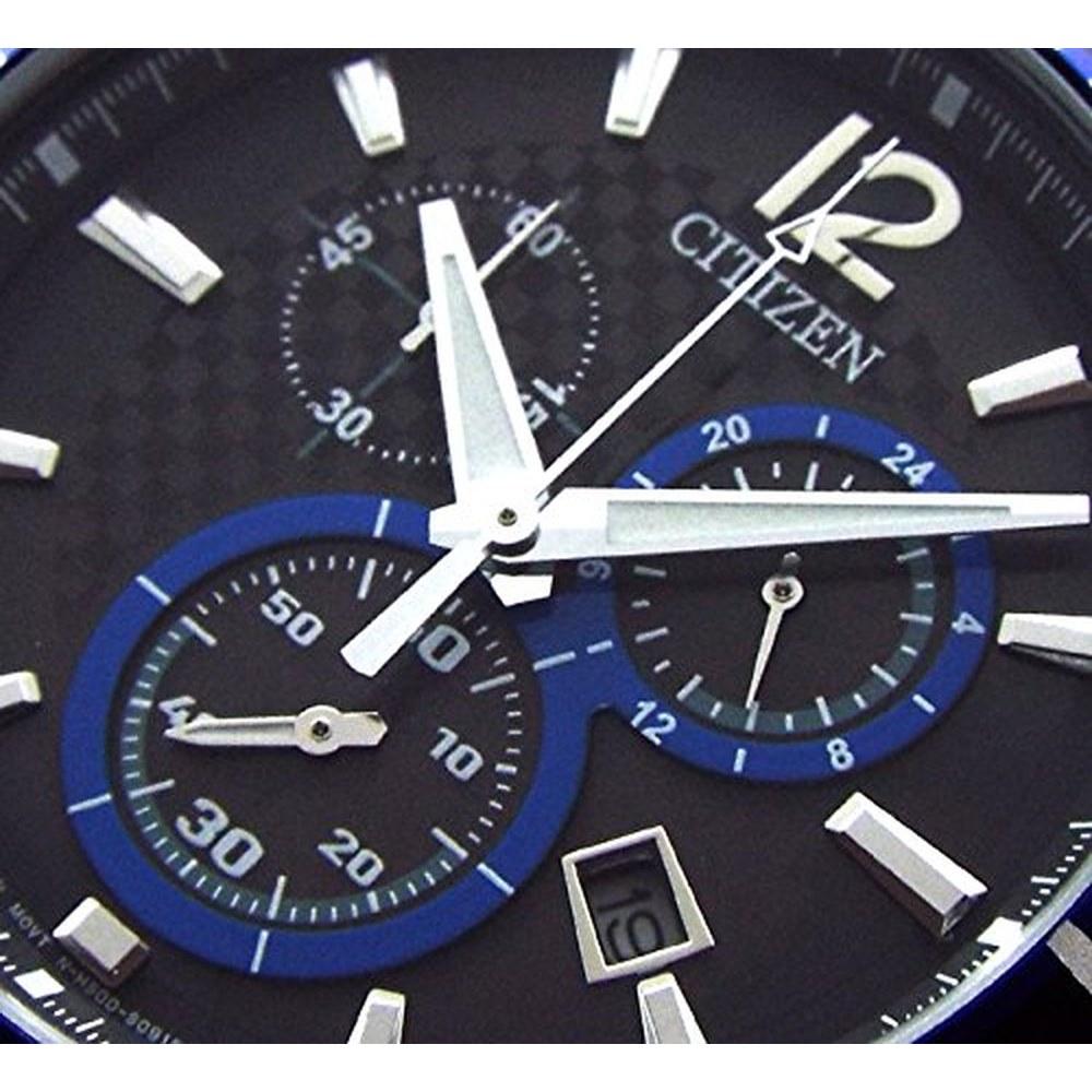 Citizen Eco-Drive Chronograph Watch VO10-6741F Blue Base Leather and Metal Belts Domestic Model