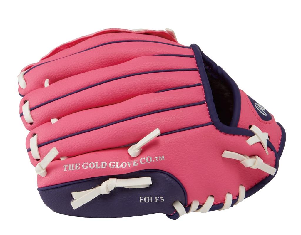 Rawlings US PLAYERS SERIES Toy with Training PL91PP-12/0 Kids' Glove, 9-inch, Right-Handed (Left-Handed) Ball, Pink/Purple