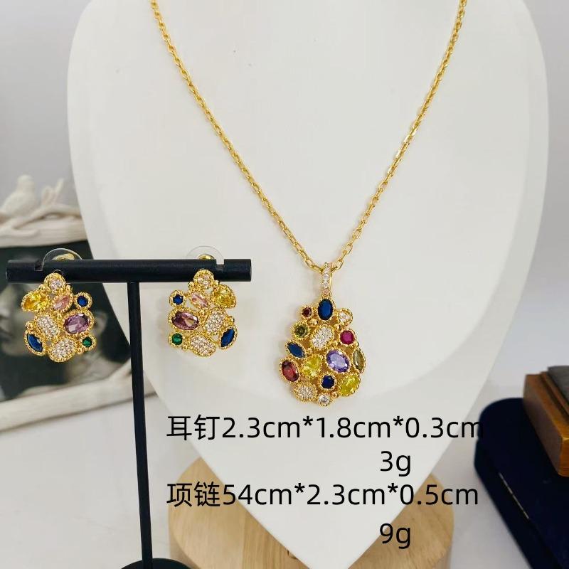 New Old Money Style Light Luxury Suit High Sense Irregular Graphics Inlaid Zircon Colorful Design Fashion Sense Full