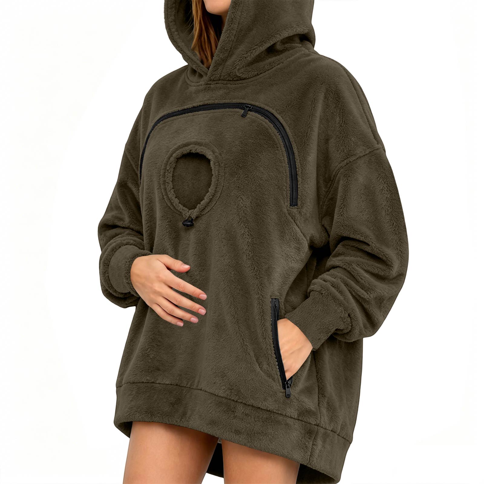 Unisex garām piedurknēm brīva piegriezuma hūdijs