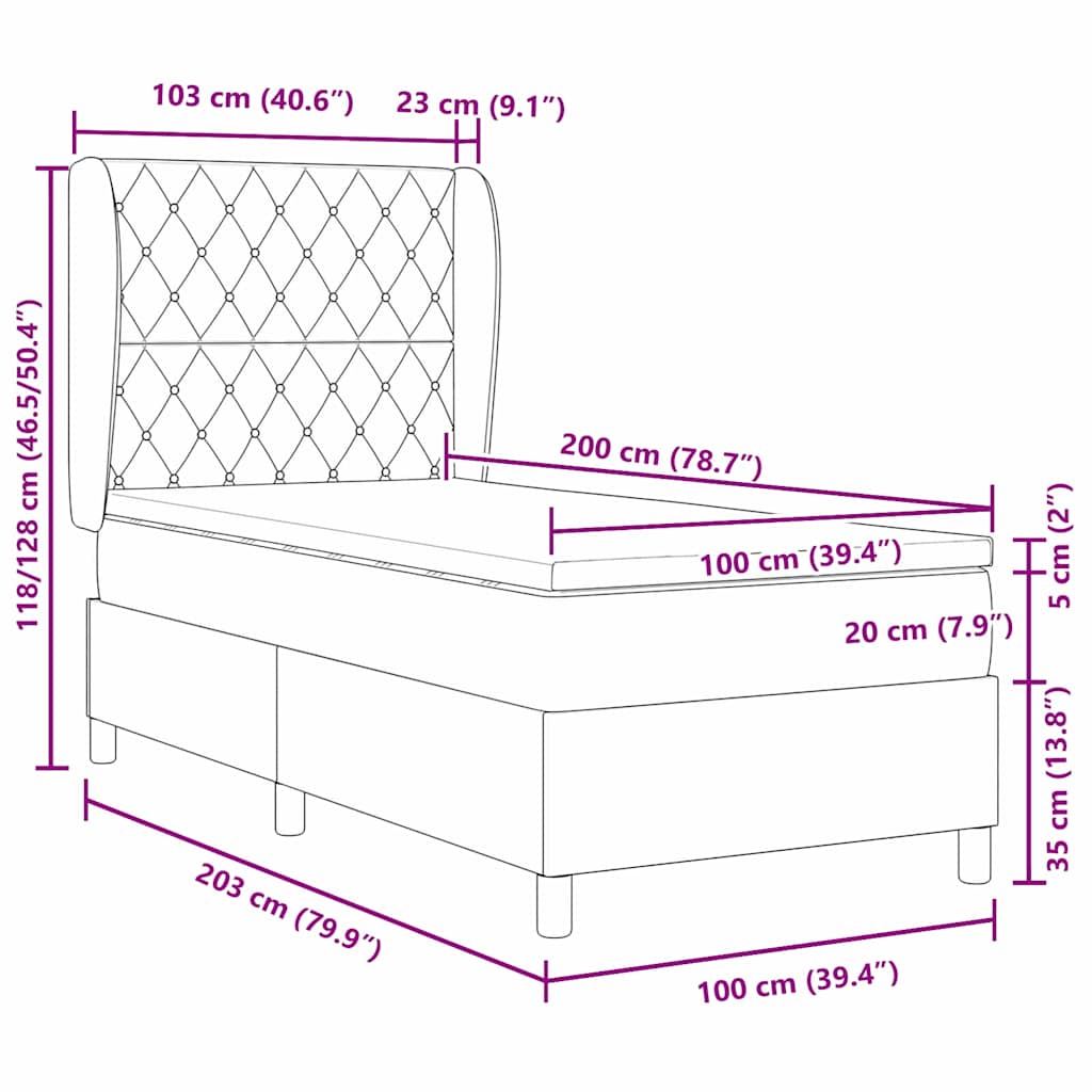 Boxspring bed with headboard Pink 200 x 100 cm Velvet