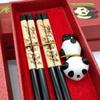 2 Pair Non-slip Panda Chopsticks Gift Set With Chopstick Rest Sushi Chopsticks  Present