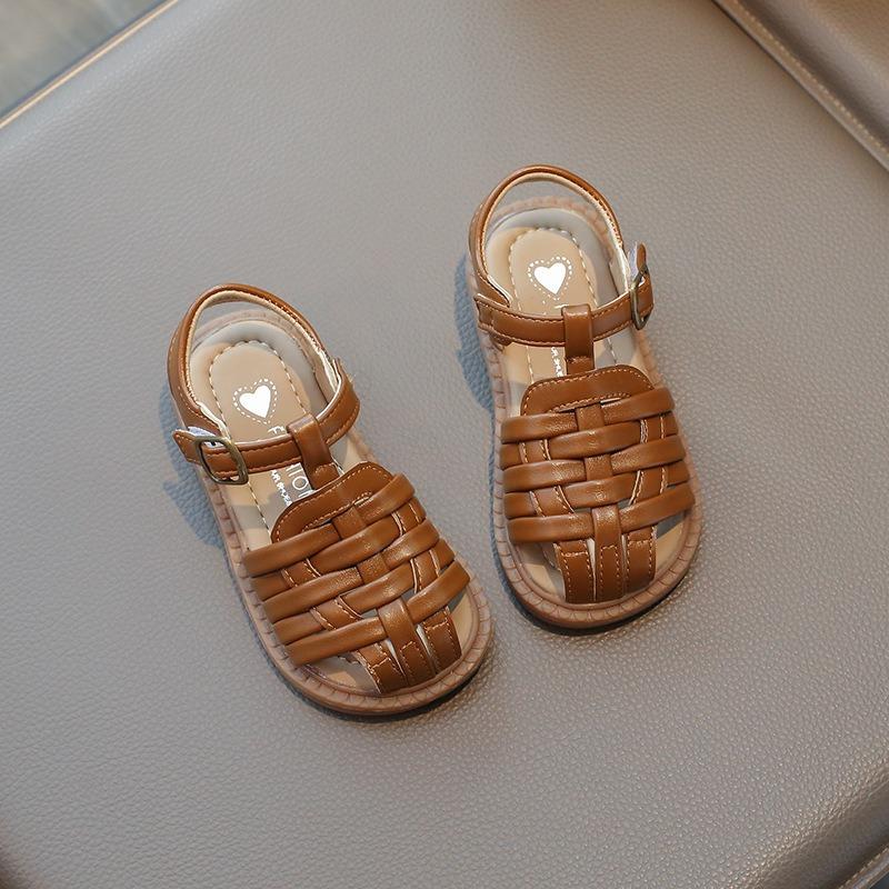 New Summer Closed-toe Sandals for Girls, Soft Comfy Anti-slip Kids Beach Shoes