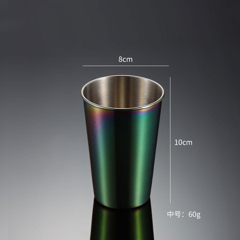 304 Stainless Steel Pint Cup Cold Drink Cup Titanium-plated Gold PVD Beer Mug Ins Industrial Wind Lid