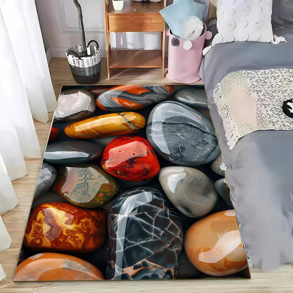 Runner Rug Hallway Runner Colorful Pebble Stone Area Rug Unique Patterned Rug Living Room Vibrant Kitchen Washable Rug  Carpet