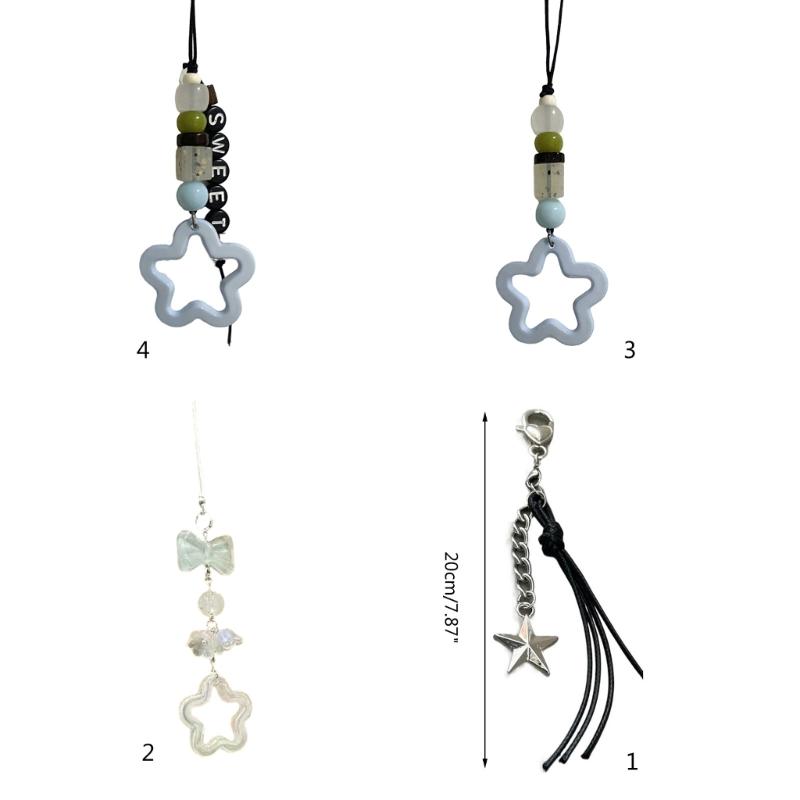 Fashion Five-pointed Star Bead Hanging Pendant Sweet Cool Phone Strap Bag Decoration Hanging Lanyard for Girls Women