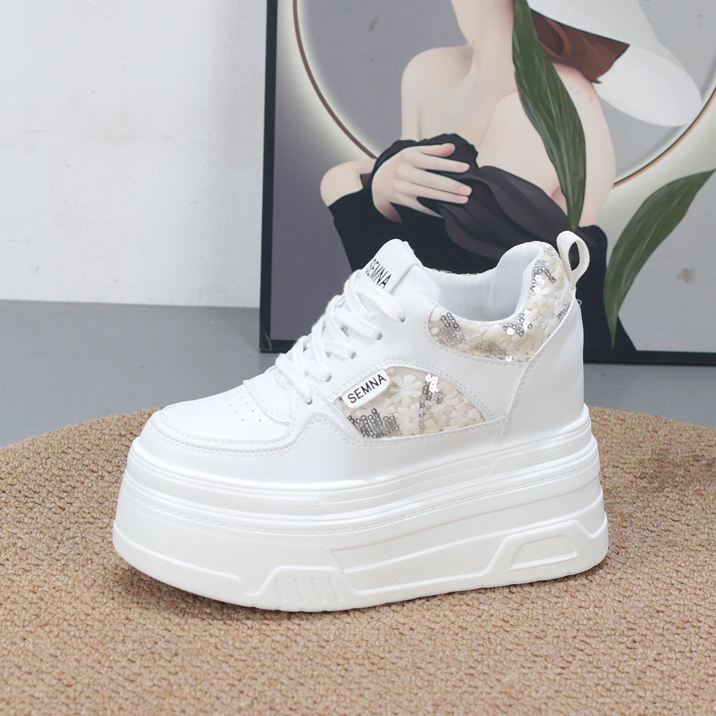 

Модные 10 см Осенние Женские Кроссовки на Платформе Повседневные Уличные Скейтбордические Удобные На шнуровке Новые Осенние Кроссовки Беговая Спортивная Обувь Женская 34 белый