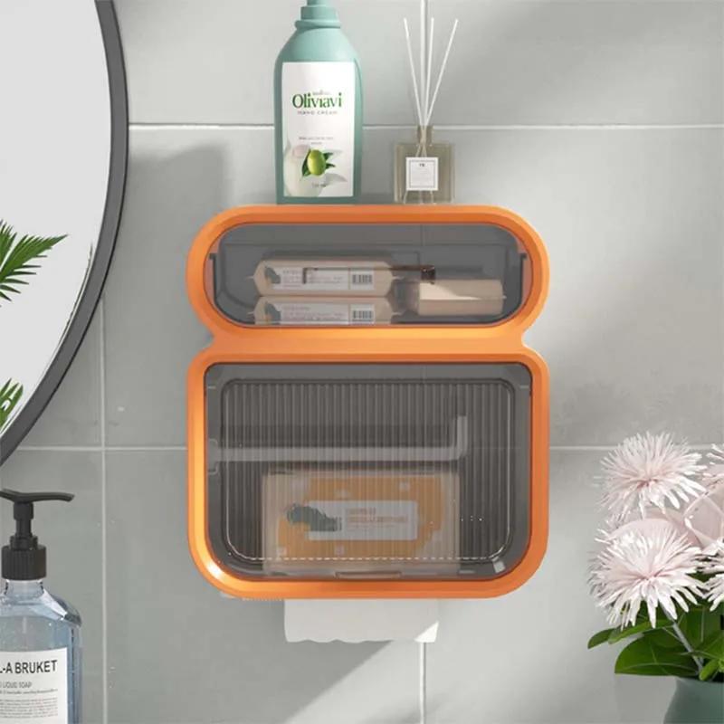 Waterproof Toilet Paper Tray Roll Wall Mount Paper HolderStorage Box Organizer Multifunctional Tissue Box Bathroom Accessories