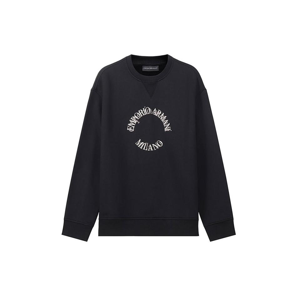 Emporio Armani Sweatshirts Men's Black Crew Neck Thickened Regular 6L1MC3-1JQNZ-0031