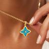 Clover Necklace for Women Dainty  CZ Pendant Necklace Adjustable Chain Choker Charm Colorful Clover Pendant  Necklaces Zircon