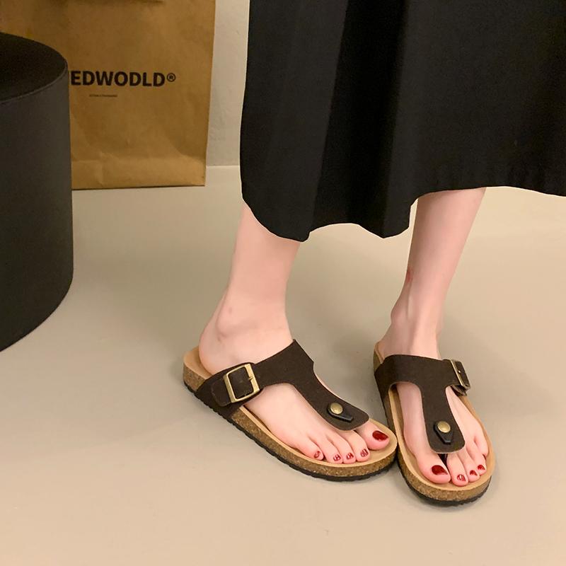 Maogu Cork Suede Mules Slippers For Women Fashion Woman Clogs Shoes Classic Cork Antislip Outdoor Slippers With Arch Support