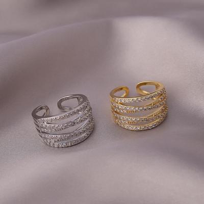 Mehrreihiger Diamantwellenring im koreanischen Stil für Damen - Europäische & Amerikanische Mode Zeigefingerschmuck