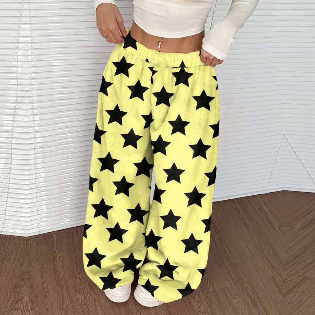 Women's Casual And Fashionable Printed Elastic Waist Loose Wide Leg Pants