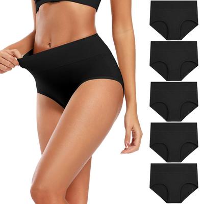4pcs/pack Women's Cotton Underwear High Waisted Full Coverage Ladies Panties Postpartum Underwear (Regular & Plus Size)