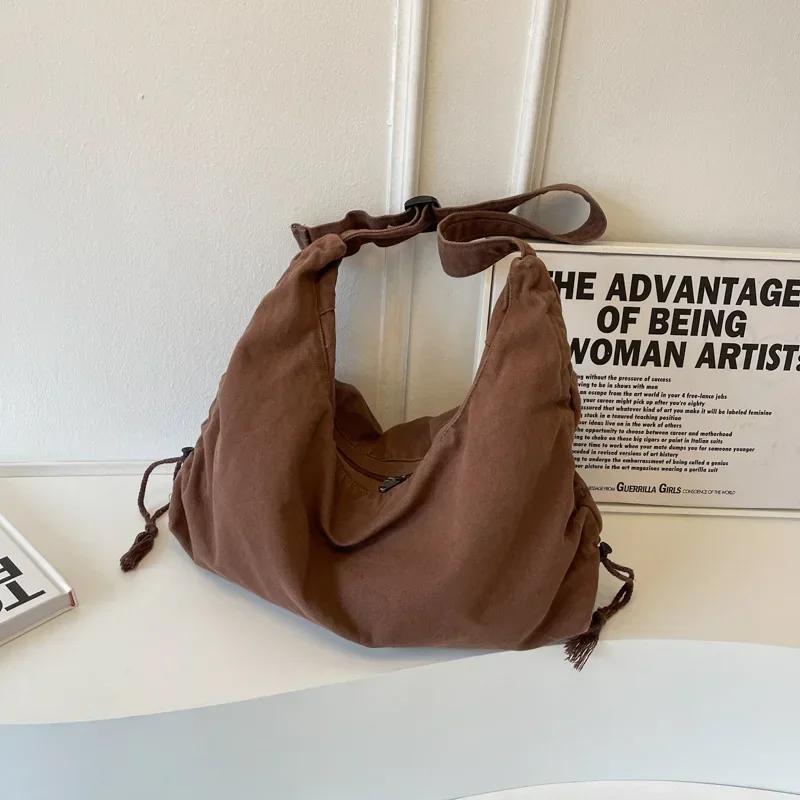 

Large Capacity Canvas Shoulder Bag For Women College Student Book Bag Fashion Travel Shopping Crossbody Bag School MessengerBag