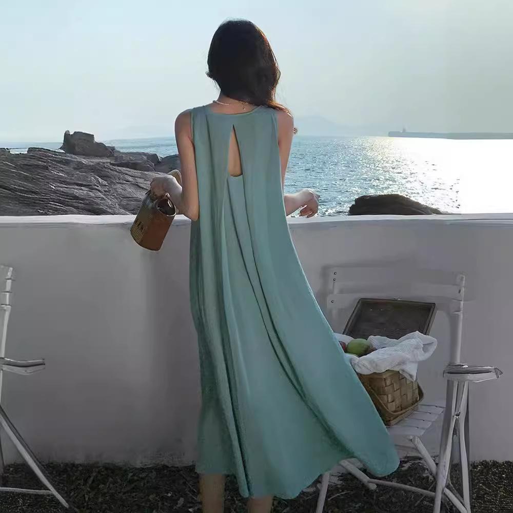 Suspender Neck Dress Children Summer Sanya Seaside Wear Holiday Beach Skirt High Sense Sleeveless Vest Skirt