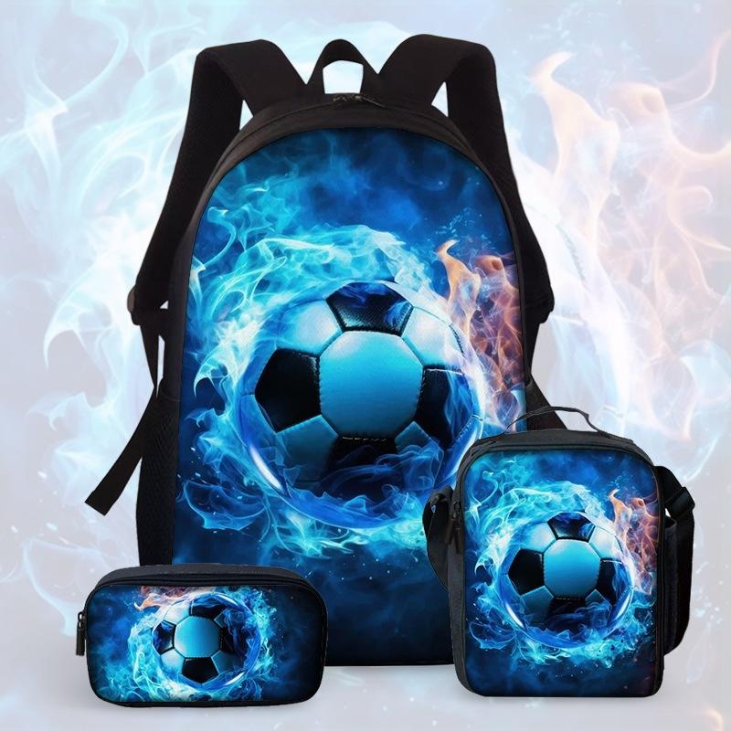 Large Capacity Schoolbag with Shoulder Strap; Student Three-piece Pencil Case Set