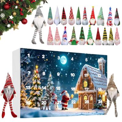 Calendrier de l'Avent Gnomes de Noël 2025 Calendrier 24 Jours Compte à Rebours Scène d'Hiver Décoration de Fête Figurines de Collection Ensemble de Gnomes pour la Famille