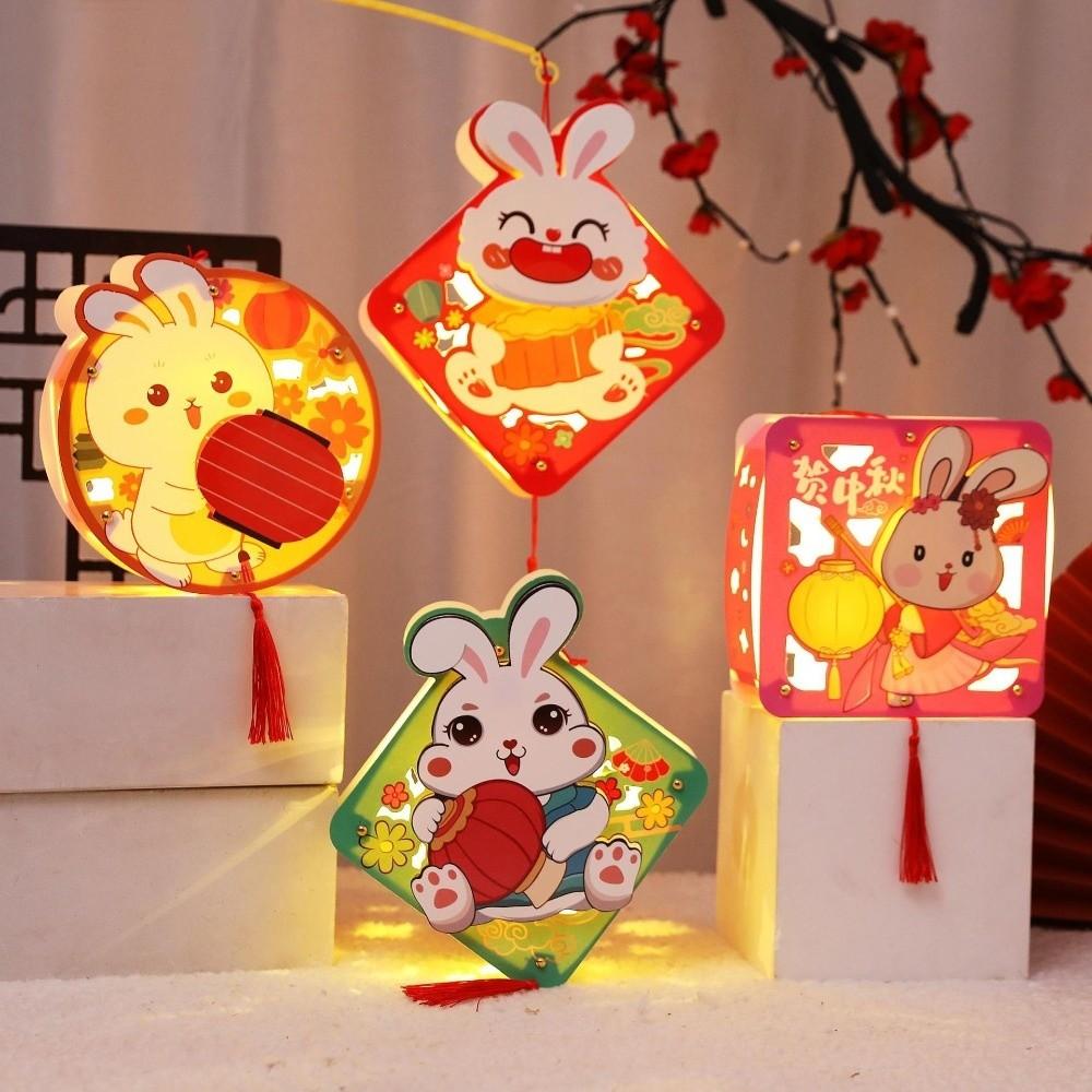 Kaninchen Cartoon Laterne PVC Kinder DIY Materialset Mondfest Laterne Kindergeschenk