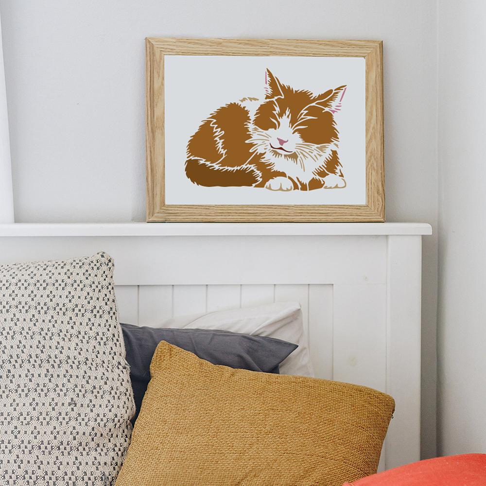PET Hollow Out Drawing Painting Stencils, for DIY Scrapbook, Photo Album, Cat Shape, 297x210mm