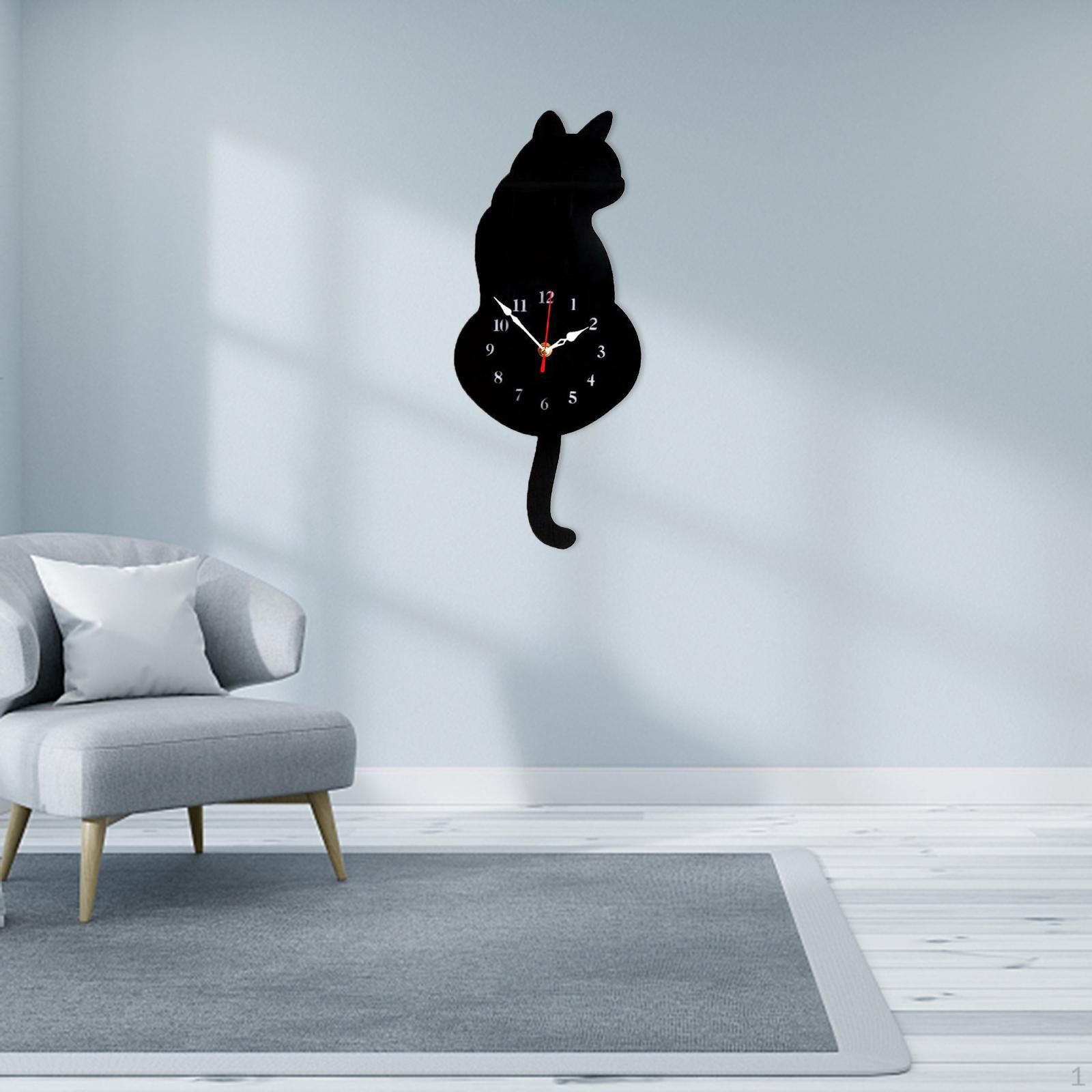 

16-дюймовый настенный декор для гостиной с часами Black Cat